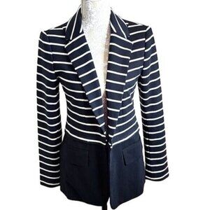 Grace Elements Blazer Notched Collar Black & White Striped NWT Women's 4